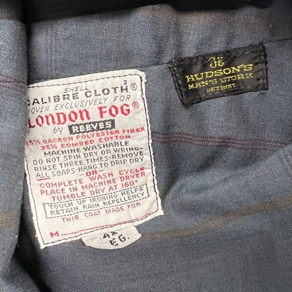 Vintage London Fog Bomber Jacket Men's 42 Blue Faded Reeves Zip Faded Talon 70s - Picture 10 of 11